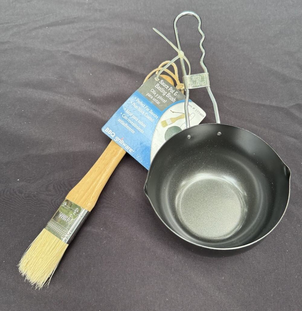 Mr BBQ Grill Non-Stick Sauce Pot & Silicone Basting Brush Brand New NWT